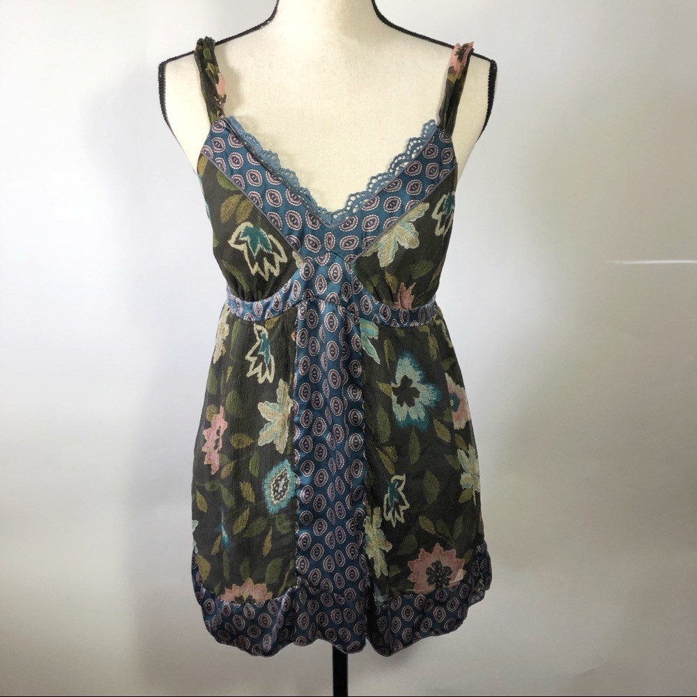 Hale Bob floral print mixed pattern cami tank top